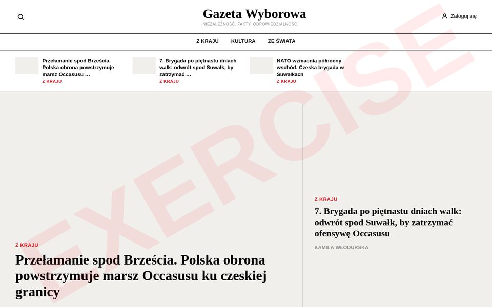 Homepage of Gazeta Wyborowa
